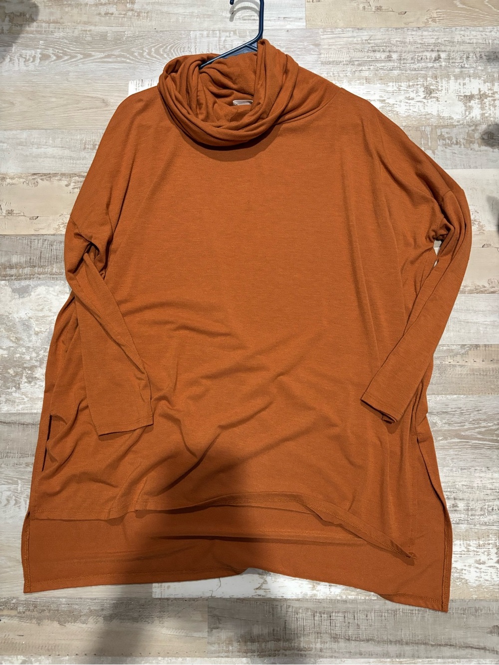 Soft Cowl Neck Tunic Sweater - Rust